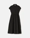 Lafayette 148 Plus Size Travel Cotton Cap Sleeve Shirt Dress In Black