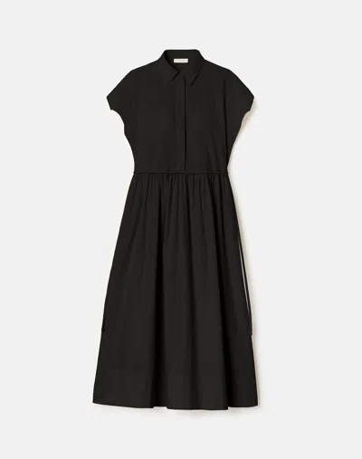 Lafayette 148 Plus Size Travel Cotton Cap Sleeve Shirt Dress In Black