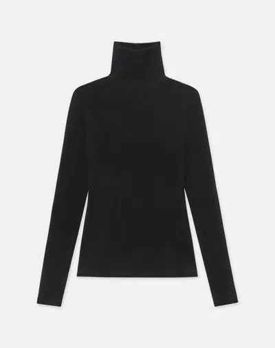 LAFAYETTE 148 PLUS-SIZE VELVET MESH JERSEY SHEER TURTLENECK TOP