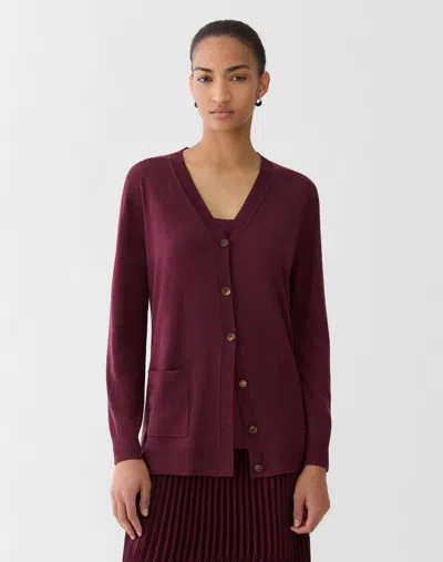 Lafayette 148 Plus Size Washable Merino Wool Button Cardigan In Purple