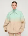 Lafayette 148 Wool Cashmere Reversible Oversized Swing Coat In Aurora Green Multi/natural