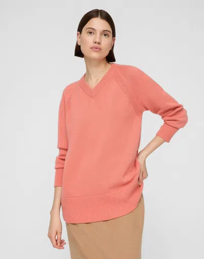 Lafayette 148 Plus Size Wool Cashmere V Neck Sweater In Orange