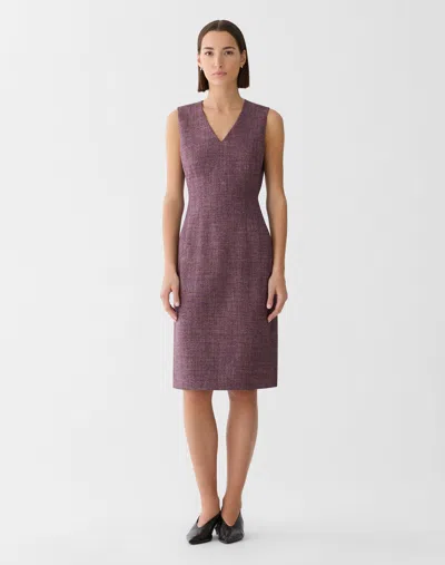 Lafayette 148 Plus Size Wool Sleeveless Midi Sheath Dress In Mulberry Multi