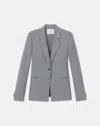 Lafayette 148 Plus Size Wool Stretch Slim Fit Single Button Blazer In Nickel Melange