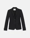 Lafayette 148 Plus Size Wool Stretch Two Button Tailored Blazer In Black
