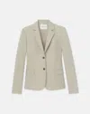 Lafayette 148 Plus Size Wool Stretch Two Button Tailored Blazer In Plaster