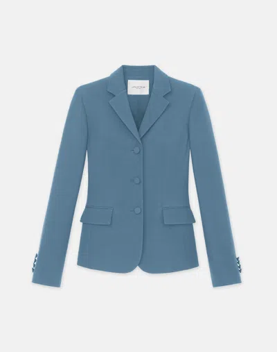 Lafayette 148 Plus-size Woolsilk Crepe Threebutton Academy Blazer In Blue