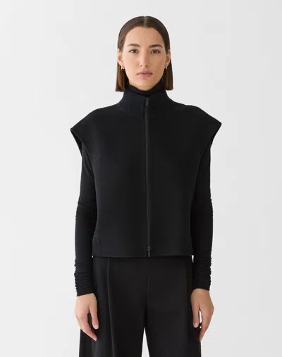 Lafayette 148 Plus-size Wool-cashmere Double Face Knit Collar Vest In Black