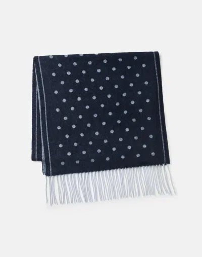 Lafayette 148 Polka Dot Jacquard Cashmere Fringe Scarf In Ink Multi