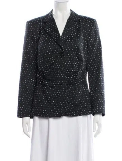 Pre-owned Lafayette 148 Polka Dot Print Blazer In Black
