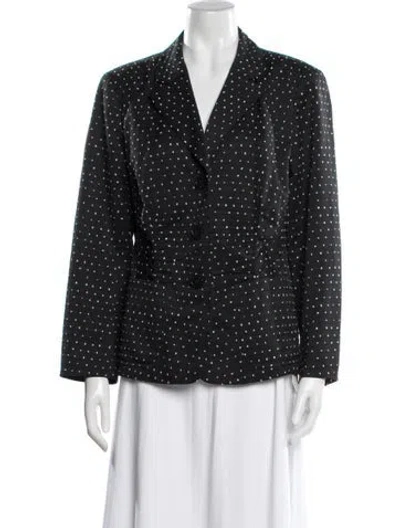 Pre-owned Lafayette 148 Polka Dot Print Blazer In Black