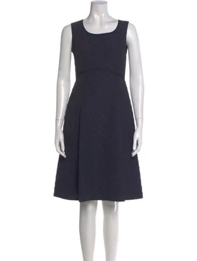 Pre-owned Lafayette 148 Polka Dot Print Knee-length Dress In Blue