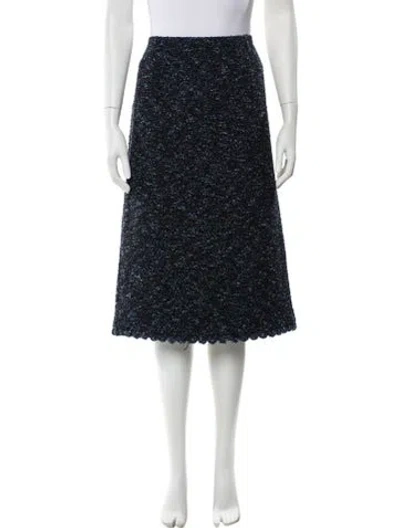 Pre-owned Lafayette 148 Pom-pom Embellishments Knee-length Skirt W/ Tags In Blue