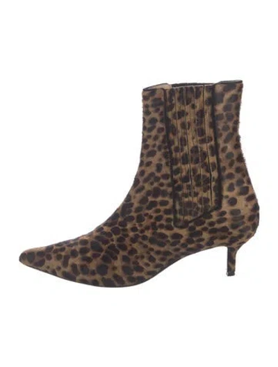 Pre-owned Lafayette 148 Ponyhair Animal Print Chelsea Boots In Neutrals