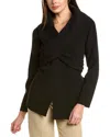 Lafayette 148 Viscose Crepe Portrait Collar Wrap Jacket In Black