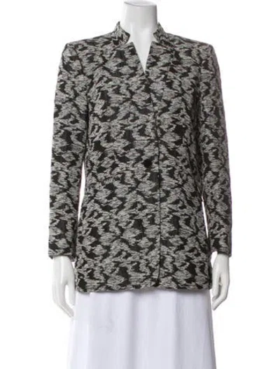 Pre-owned Lafayette 148 Printed Blazer In Black