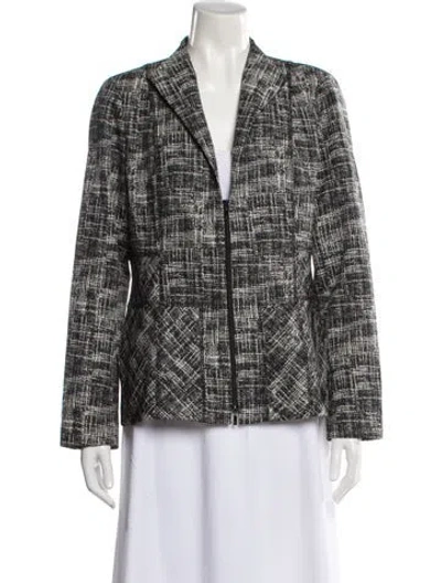 Pre-owned Lafayette 148 Printed Blazer In Black