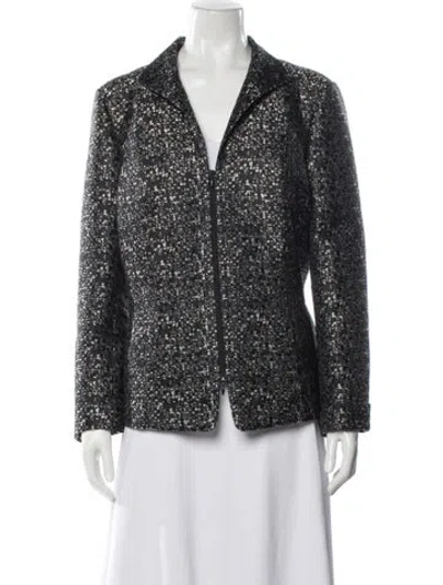 Pre-owned Lafayette 148 Printed Blazer In Black