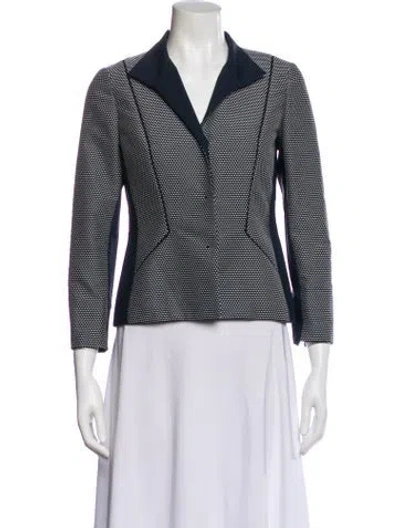 Pre-owned Lafayette 148 Printed Blazer In Blue