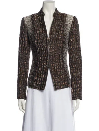 Pre-owned Lafayette 148 Printed Blazer In Brown