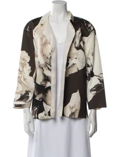 Pre-owned Lafayette 148 Printed Blazer In Brown