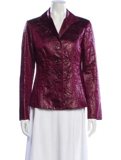 Pre-owned Lafayette 148 Printed Blazer In Burgundy