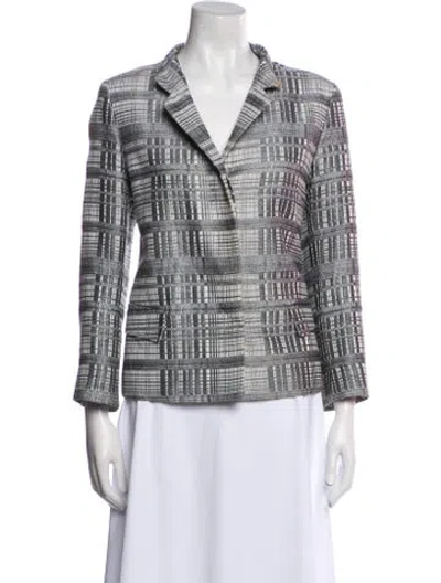 Pre-owned Lafayette 148 Printed Blazer In Gray