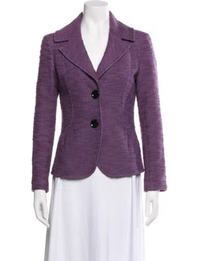 Pre-owned Lafayette 148 Printed Blazer In Purple