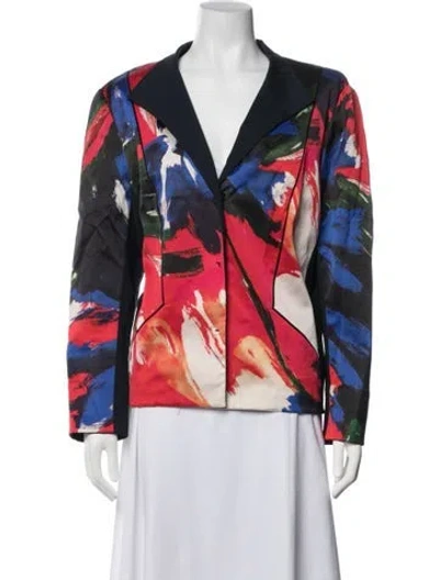 Pre-owned Lafayette 148 Printed Blazer In Red