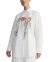 Lafayette 148 Painter's Palette Print Cotton Poplin Oversized Shirt-white Multi-l In White Multi
