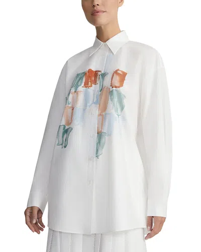 LAFAYETTE 148 PRINTED BUTTON FRONT SHIRT