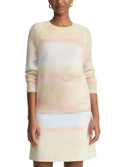 LAFAYETTE 148 PRINTED CASHMERE CREWNECK SWEATER IN STRAW MULTI