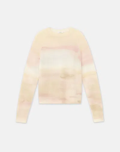 Lafayette 148 Printed Cashmere Crewneck Jumper In Straw