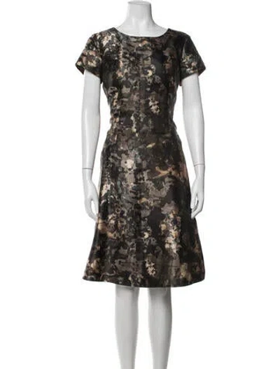 Pre-owned Lafayette 148 Printed Dress Set In Brown