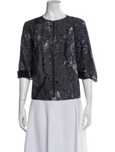 Pre-owned Lafayette 148 Printed Evening Jacket In Blue