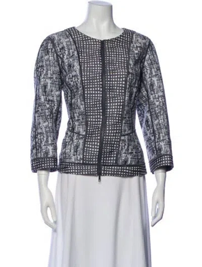 Pre-owned Lafayette 148 Printed Evening Jacket In Gray