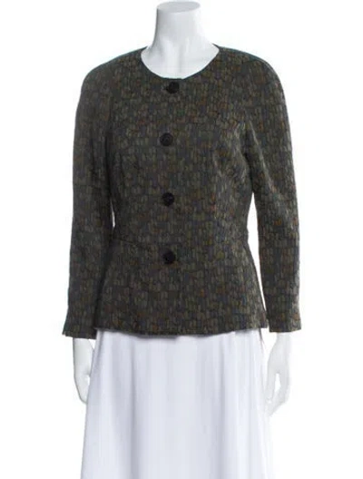 Pre-owned Lafayette 148 Printed Evening Jacket In Green