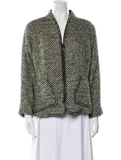 Pre-owned Lafayette 148 Printed Evening Jacket In Green