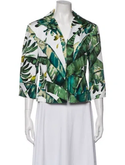 Pre-owned Lafayette 148 Printed Evening Jacket In Green