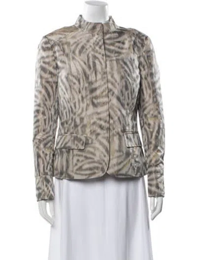 Pre-owned Lafayette 148 Printed Faux Fur Jacket In Neutral