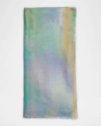 Lafayette 148 Printed Fringe Cashmere-silk Scarf In Multi