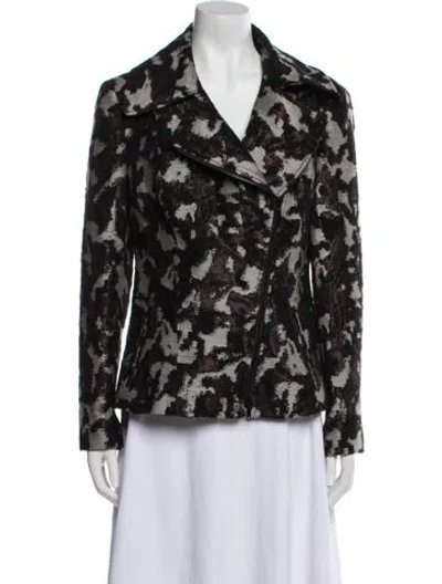 Pre-owned Lafayette 148 Printed Jacket In Black