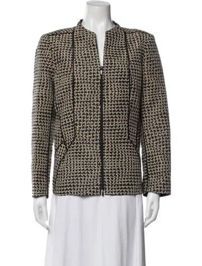 Pre-owned Lafayette 148 Printed Jacket In Black