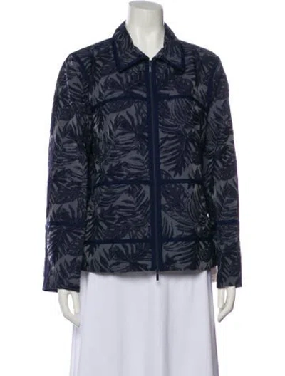Pre-owned Lafayette 148 Printed Jacket In Blue