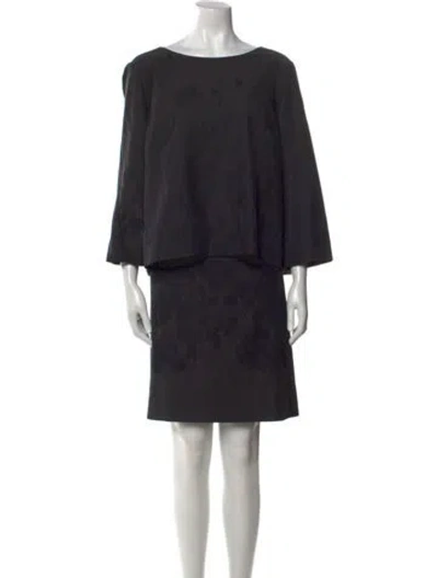 Pre-owned Lafayette 148 Printed Knee-length Dress In Black