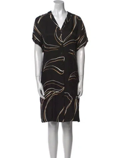 Pre-owned Lafayette 148 Printed Knee-length Dress In Black