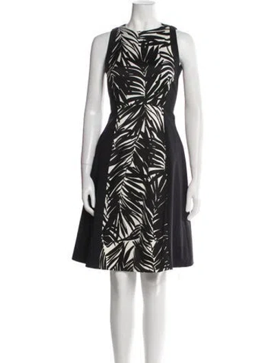 Pre-owned Lafayette 148 Printed Knee-length Dress In Black