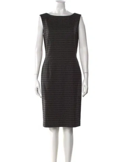 Pre-owned Lafayette 148 Printed Knee-length Dress In Black