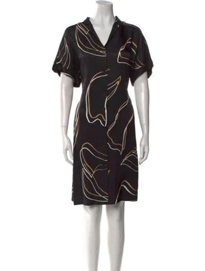 Pre-owned Lafayette 148 Printed Knee-length Dress In Black