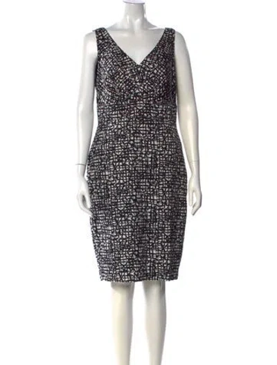 Pre-owned Lafayette 148 Printed Knee-length Dress In Black
